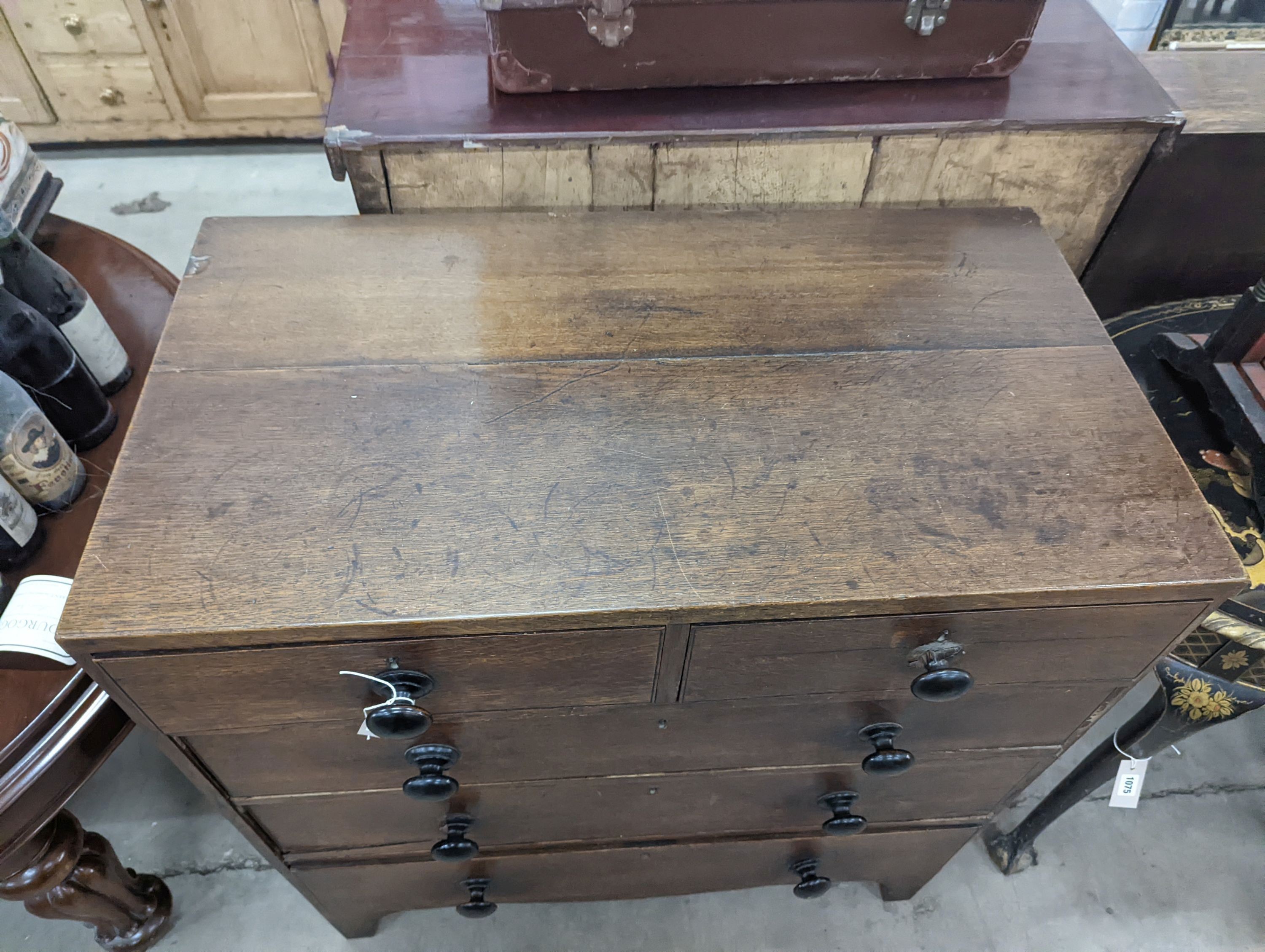 A Regency provincial oak chest, width 90cm, depth 49cm, height 99cm